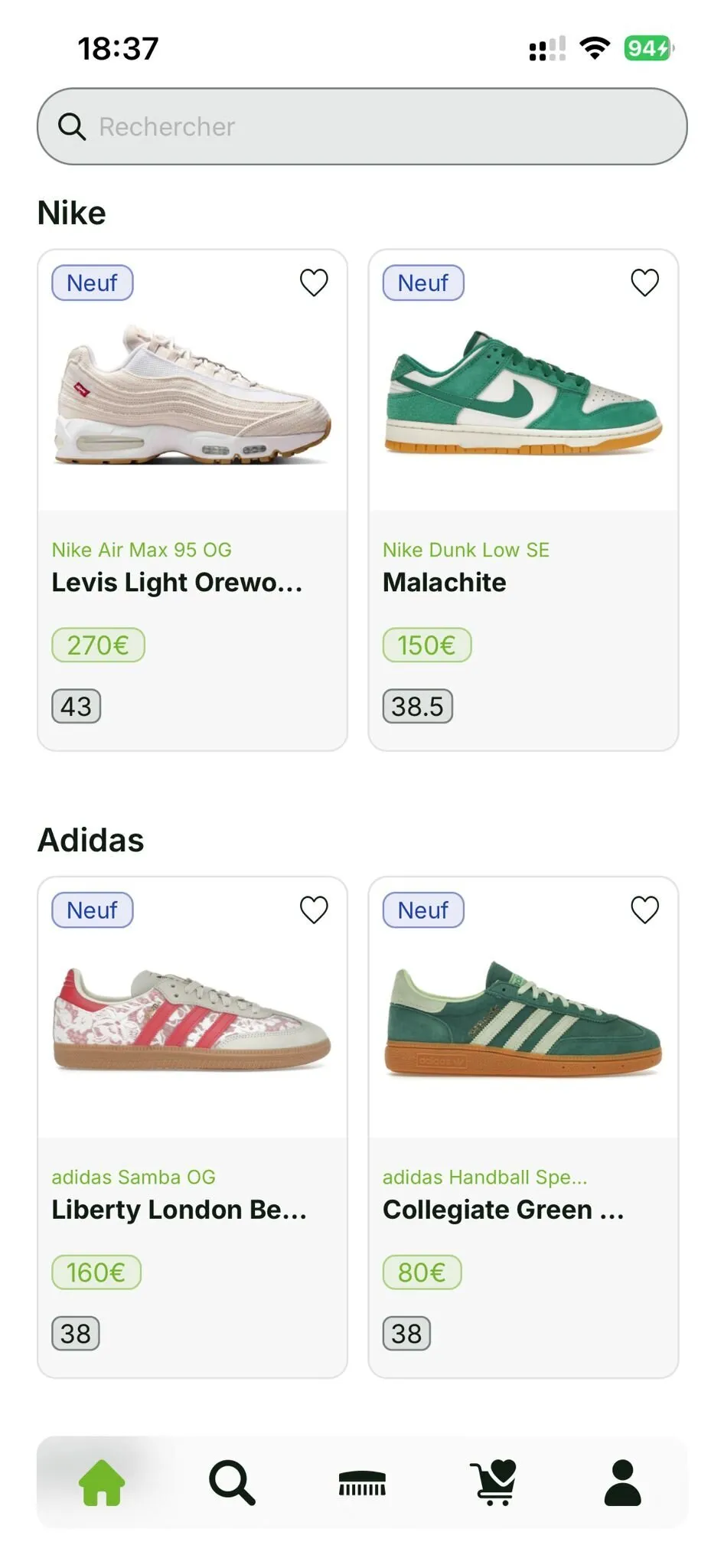 Aperçu de l'application KlickTaPaire (mode sombre)