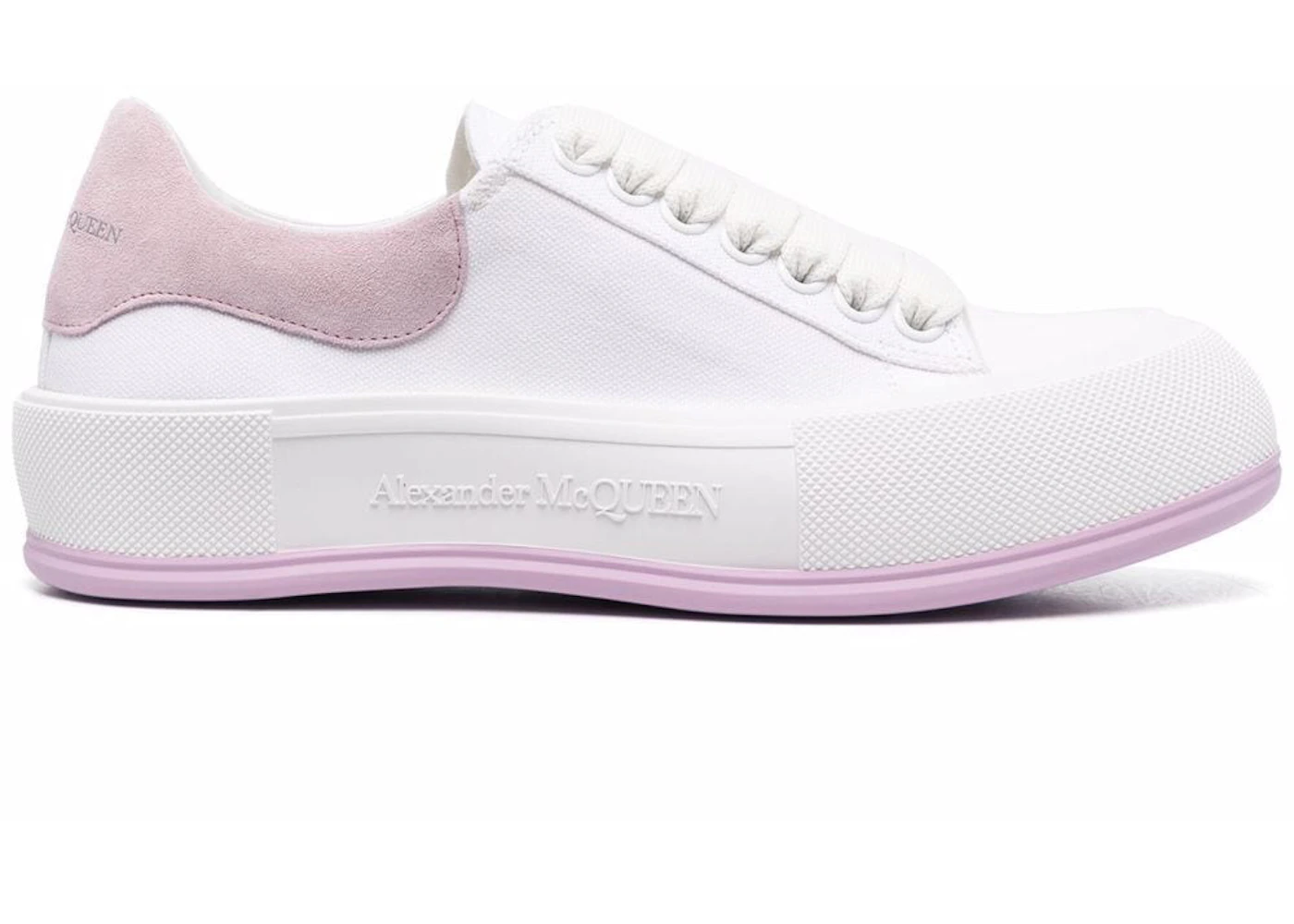 Alexander McQueen Deck Skate Plimsoll Lace-Up White Pink 