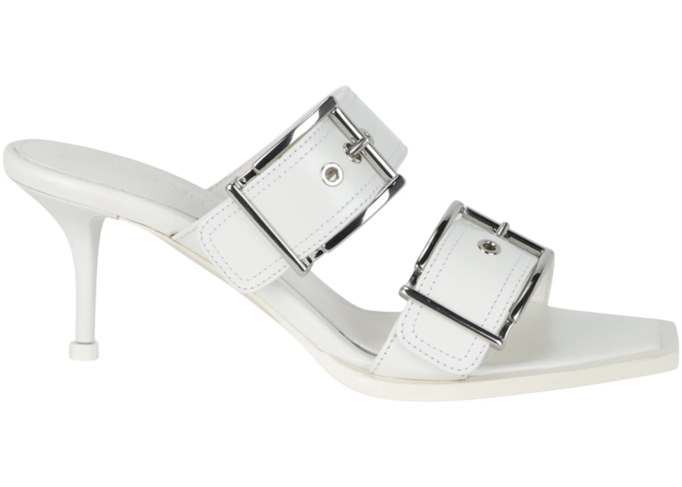 Alexander McQueen Double Buckle Punk Mules Ivory 