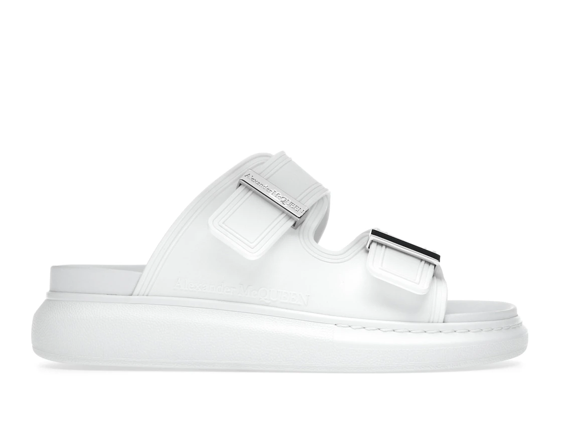 Vue 1 de Alexander McQueen Hybrid Buckled Rubber Sandals White 