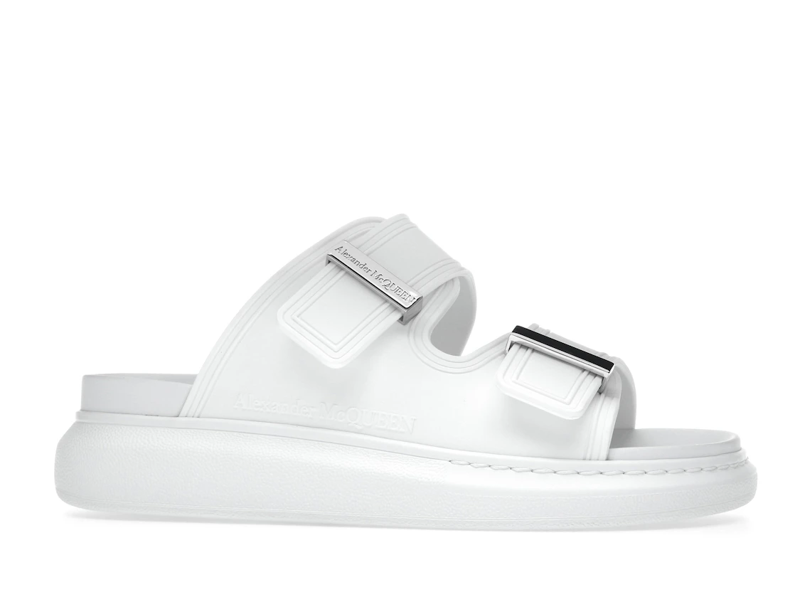 Vue 2 de Alexander McQueen Hybrid Buckled Rubber Sandals White 