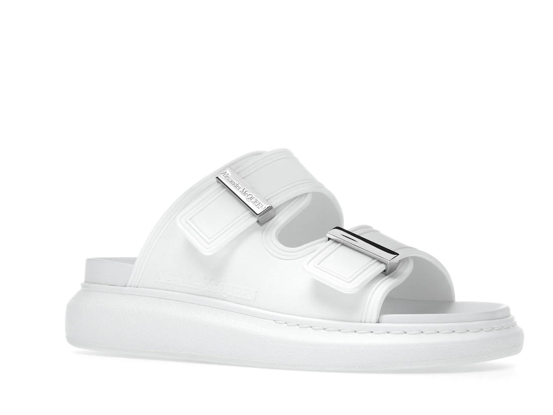 Vue 4 de Alexander McQueen Hybrid Buckled Rubber Sandals White 