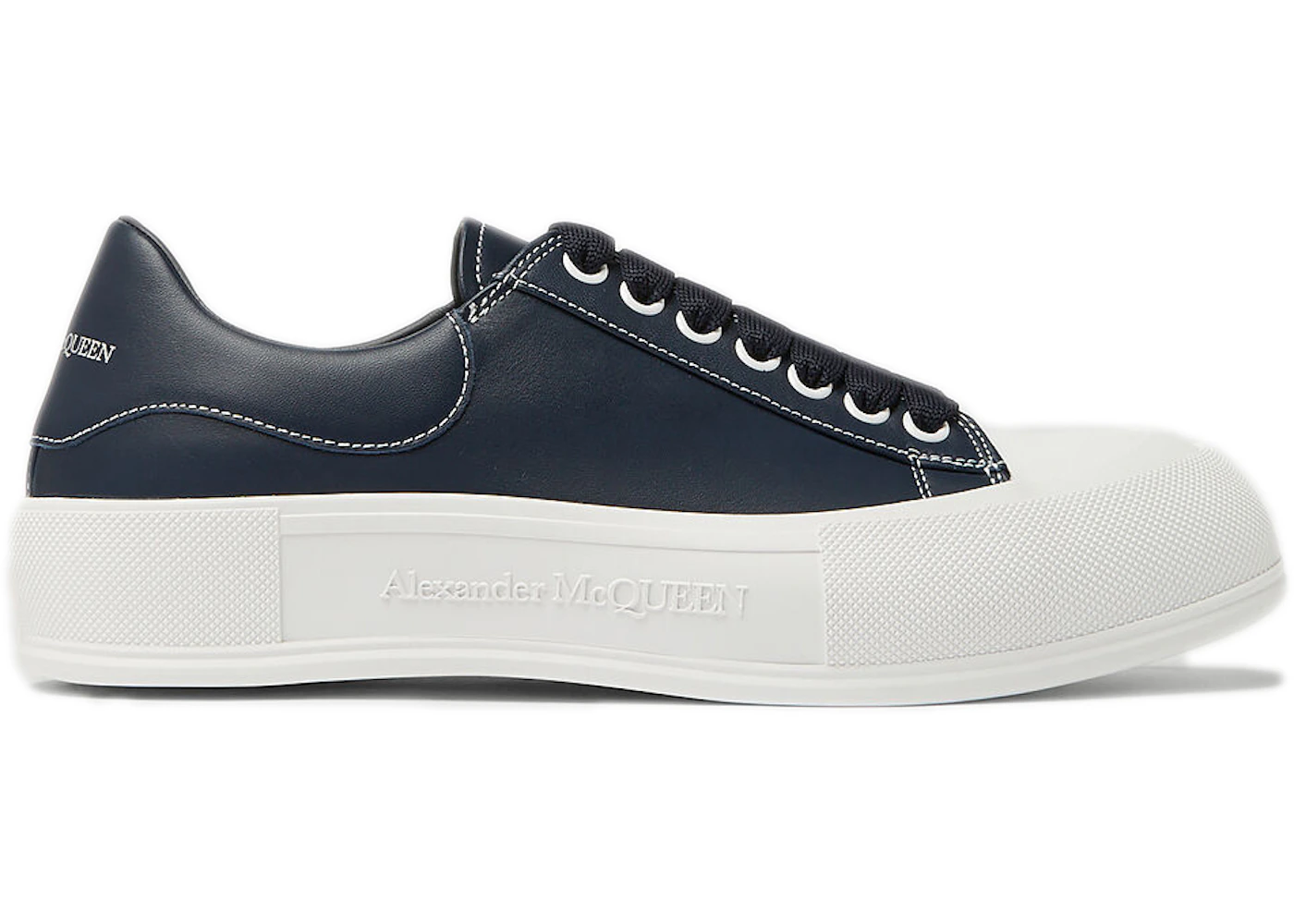 Alexander McQueen Leather Deck Plimsoll Navy Blue