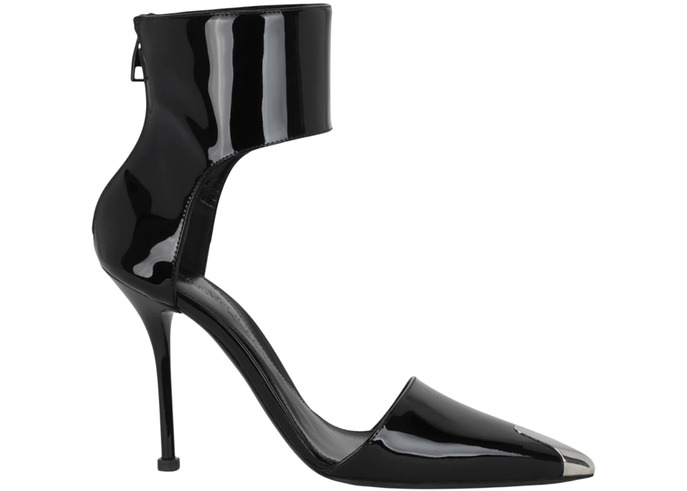 Alexander McQueen Punk Patent Leather Heels Black Silver 