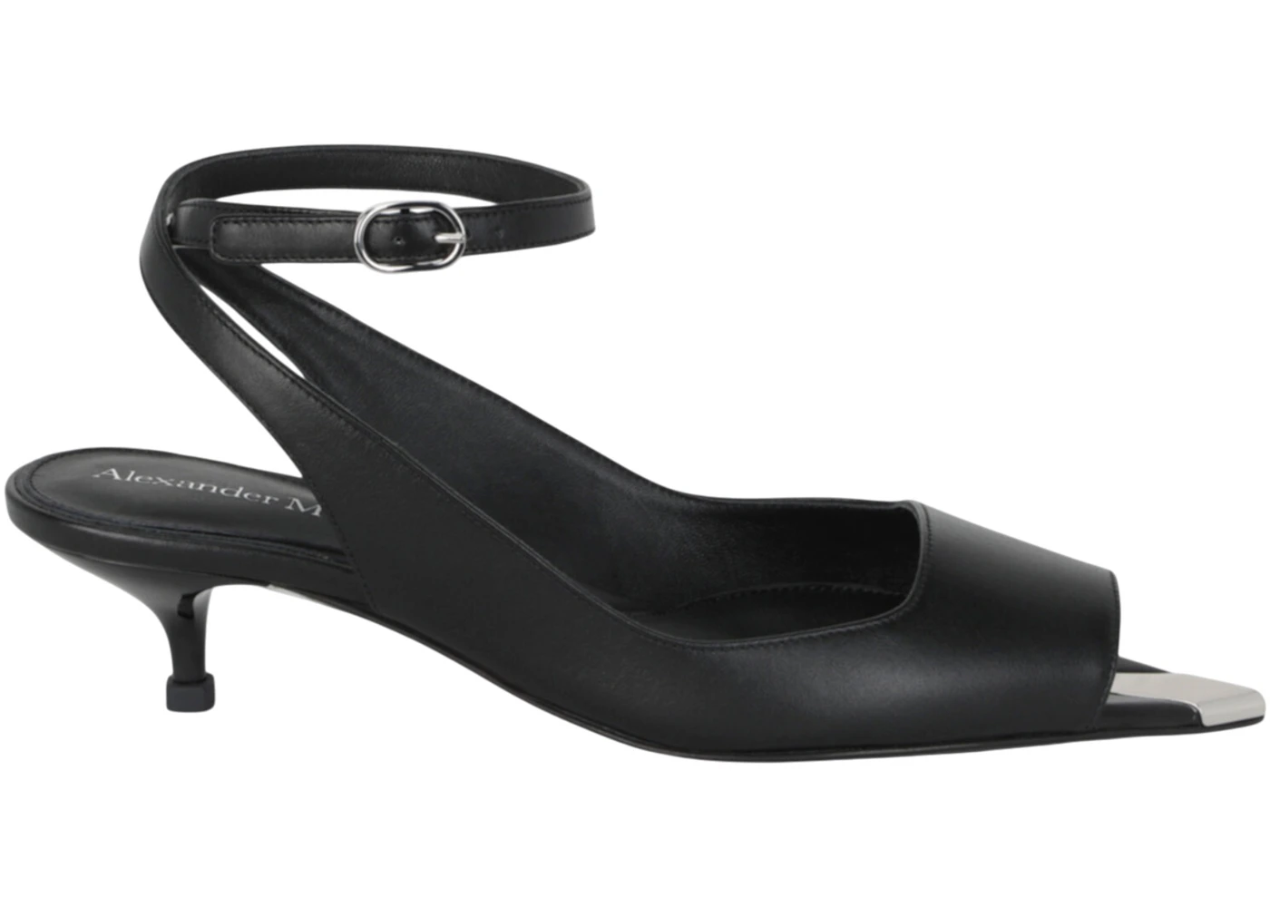 Alexander McQueen Punk Peep Toe 2 In Sandals Black Silver 