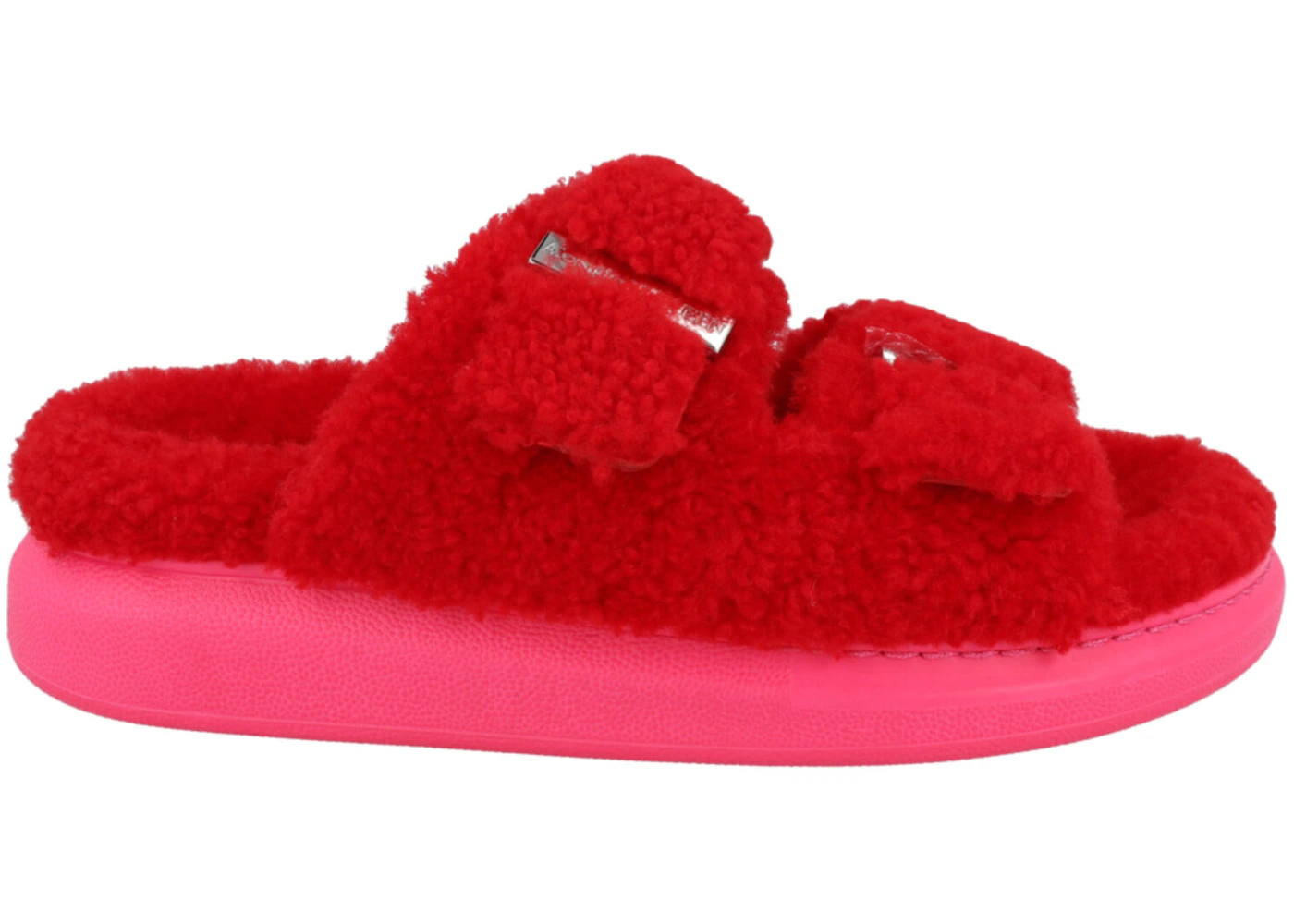 Alexander McQueen Shearling Slides Red Pink 