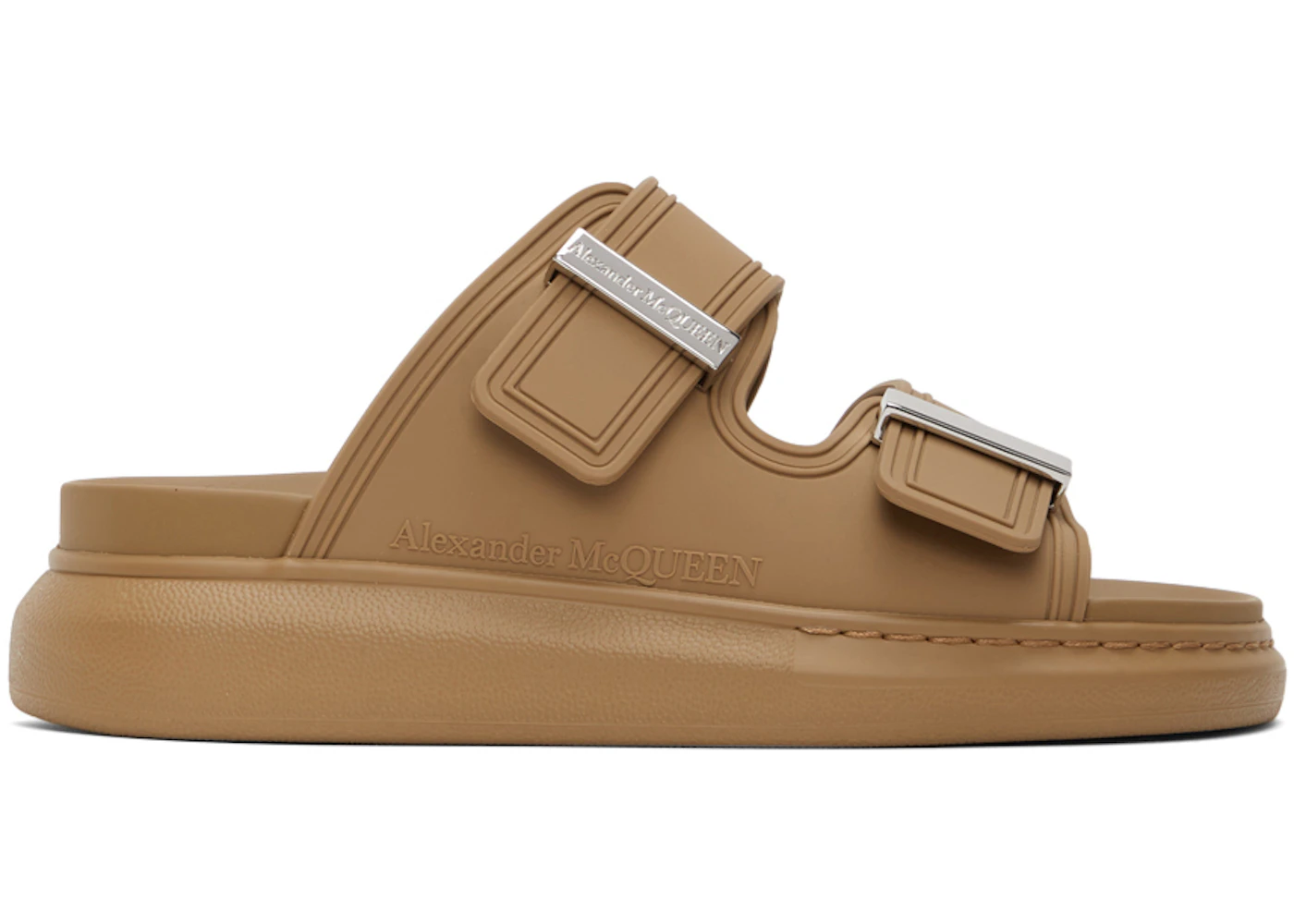 Alexander McQueen Tan Rubber Hybrid Slide Brown 
