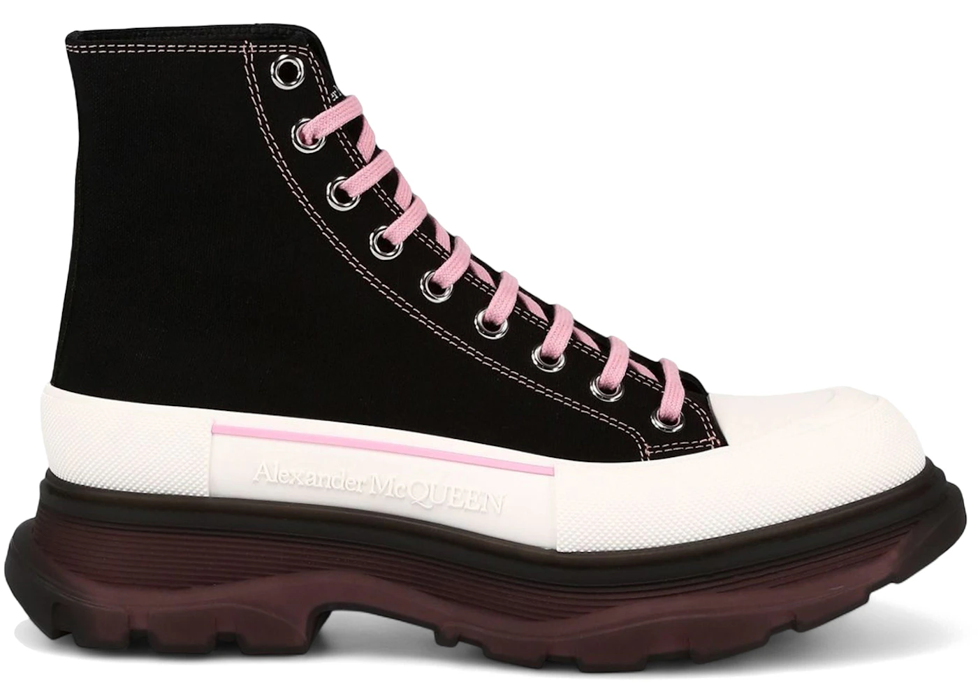 Alexander McQueen Tread Slick Boot Black Blossom Pink