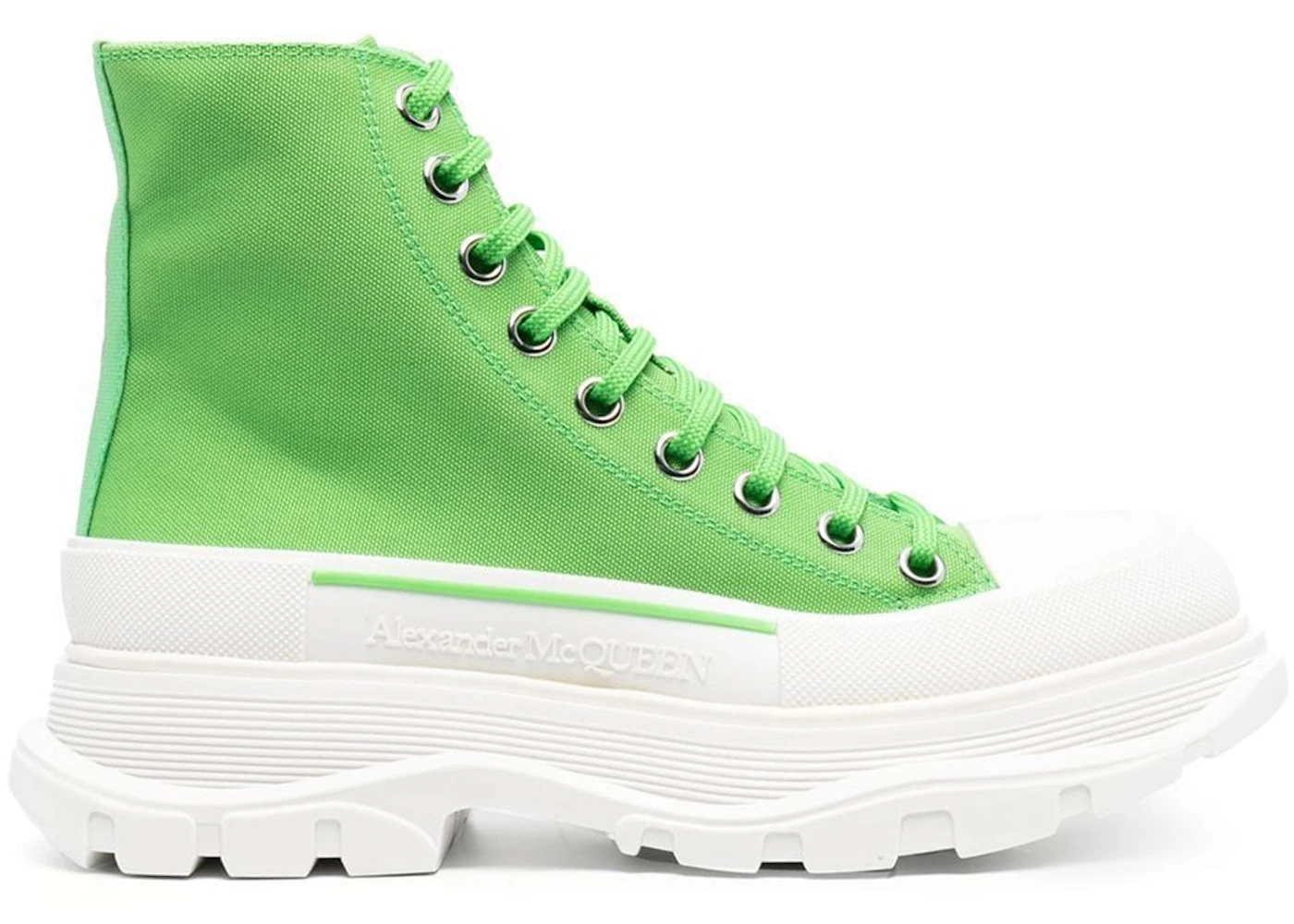 Alexander McQueen Tread Slick Boot Bright Green White 