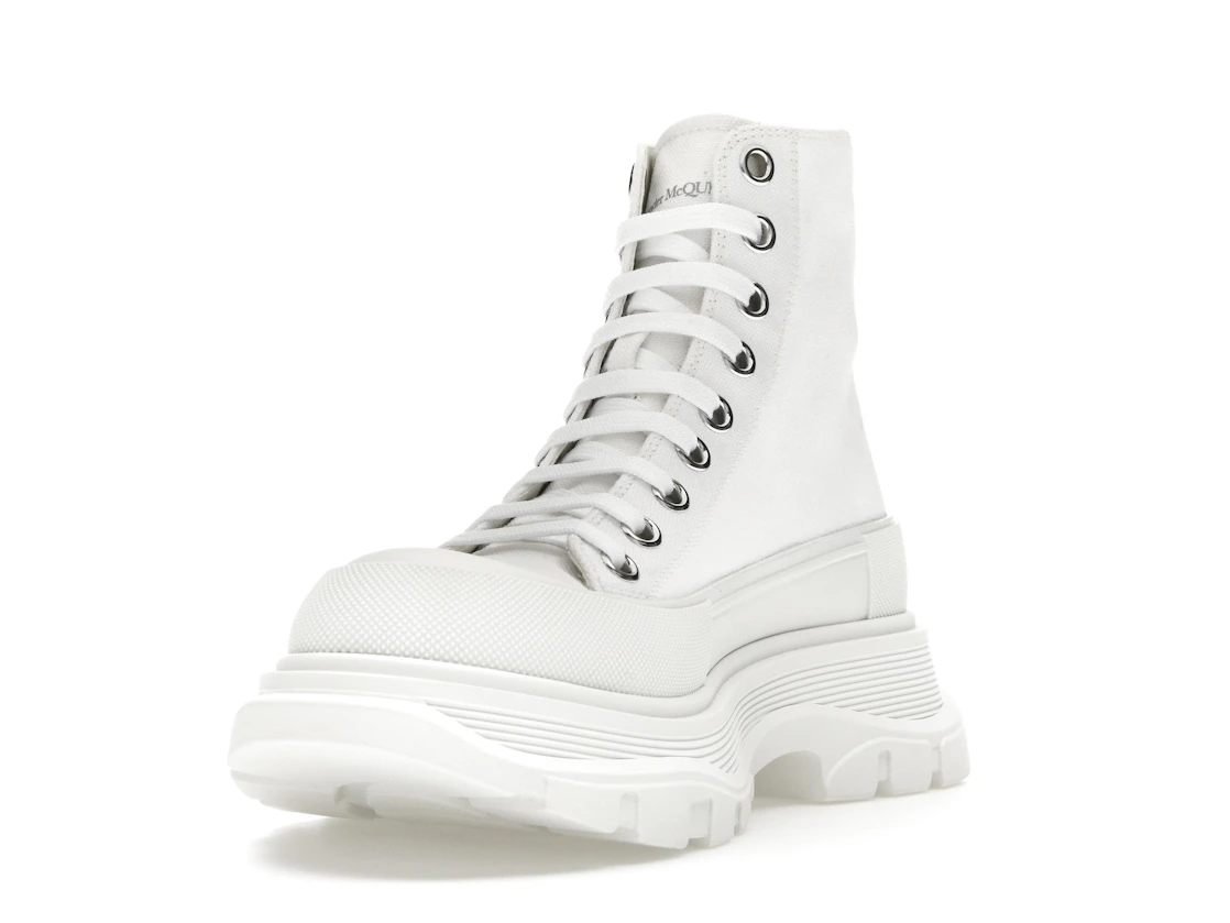 Vue 13 de Alexander McQueen Tread Slick Boot Canvas White White 