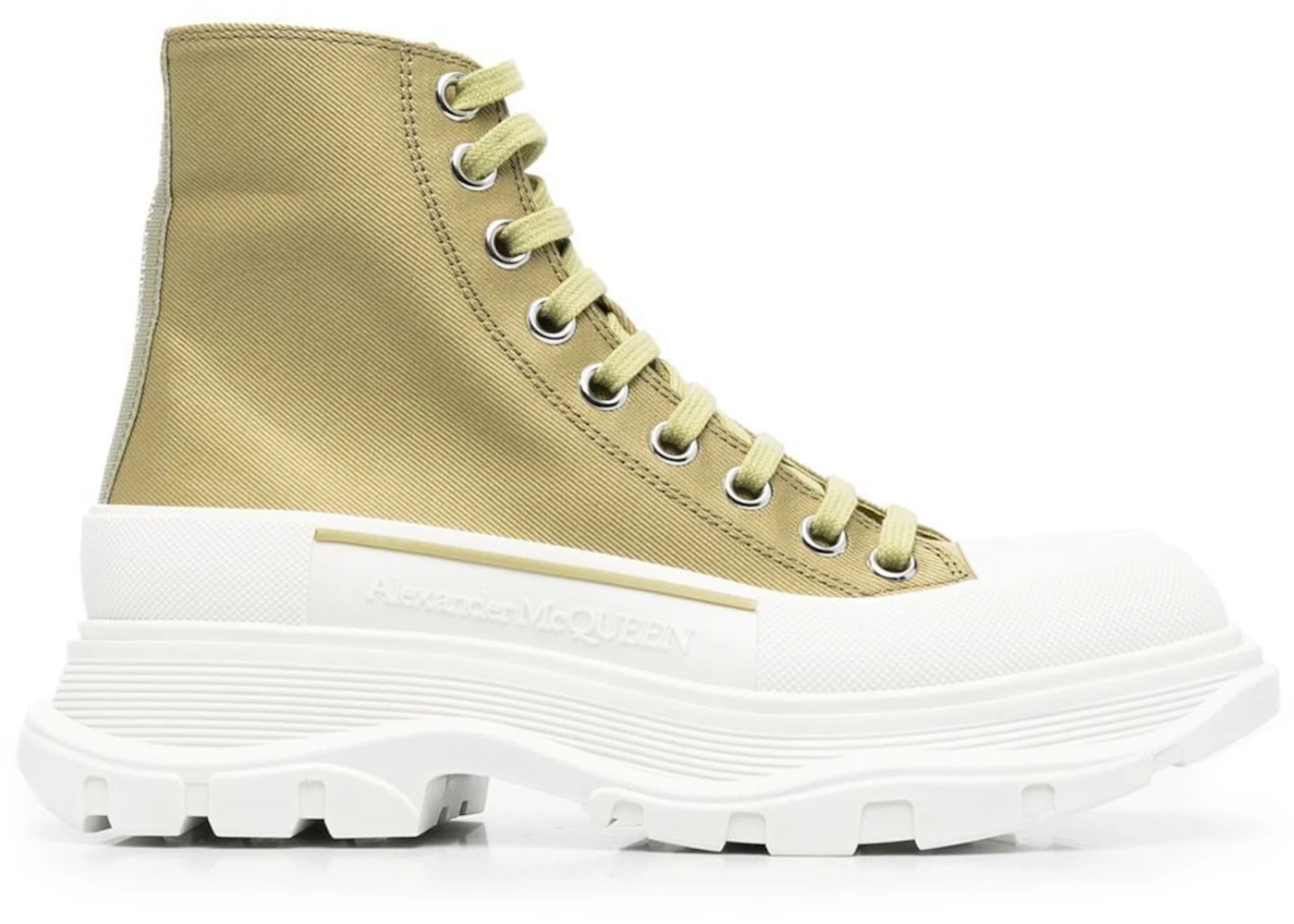 Alexander McQueen Tread Slick Boot Khaki White 