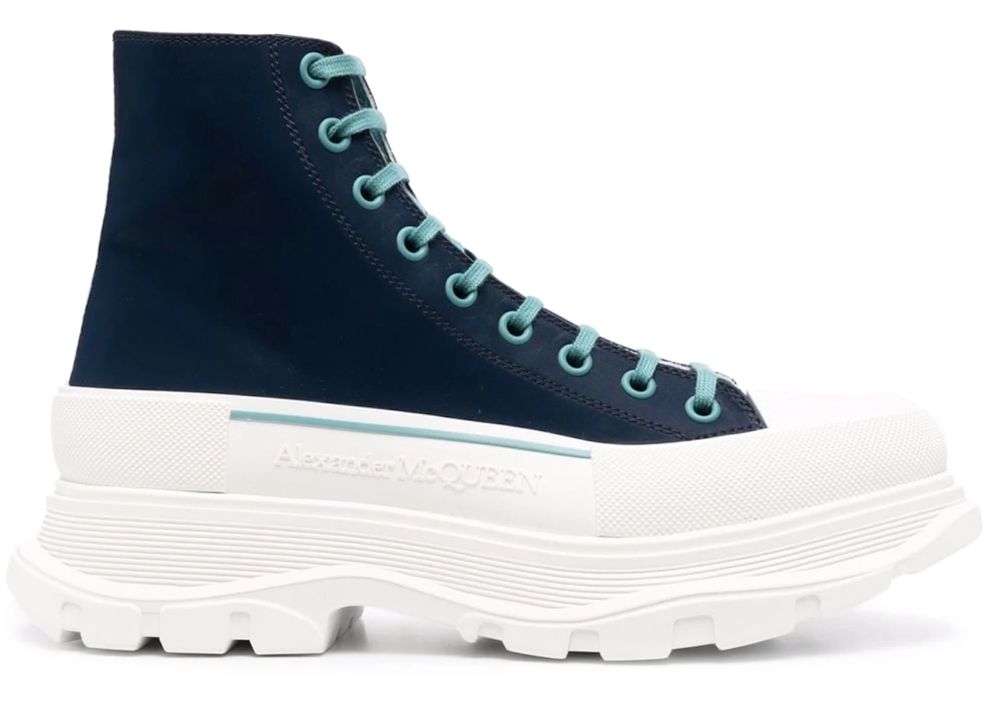 Alexander McQueen Tread Slick Lace Up Boot Blue White