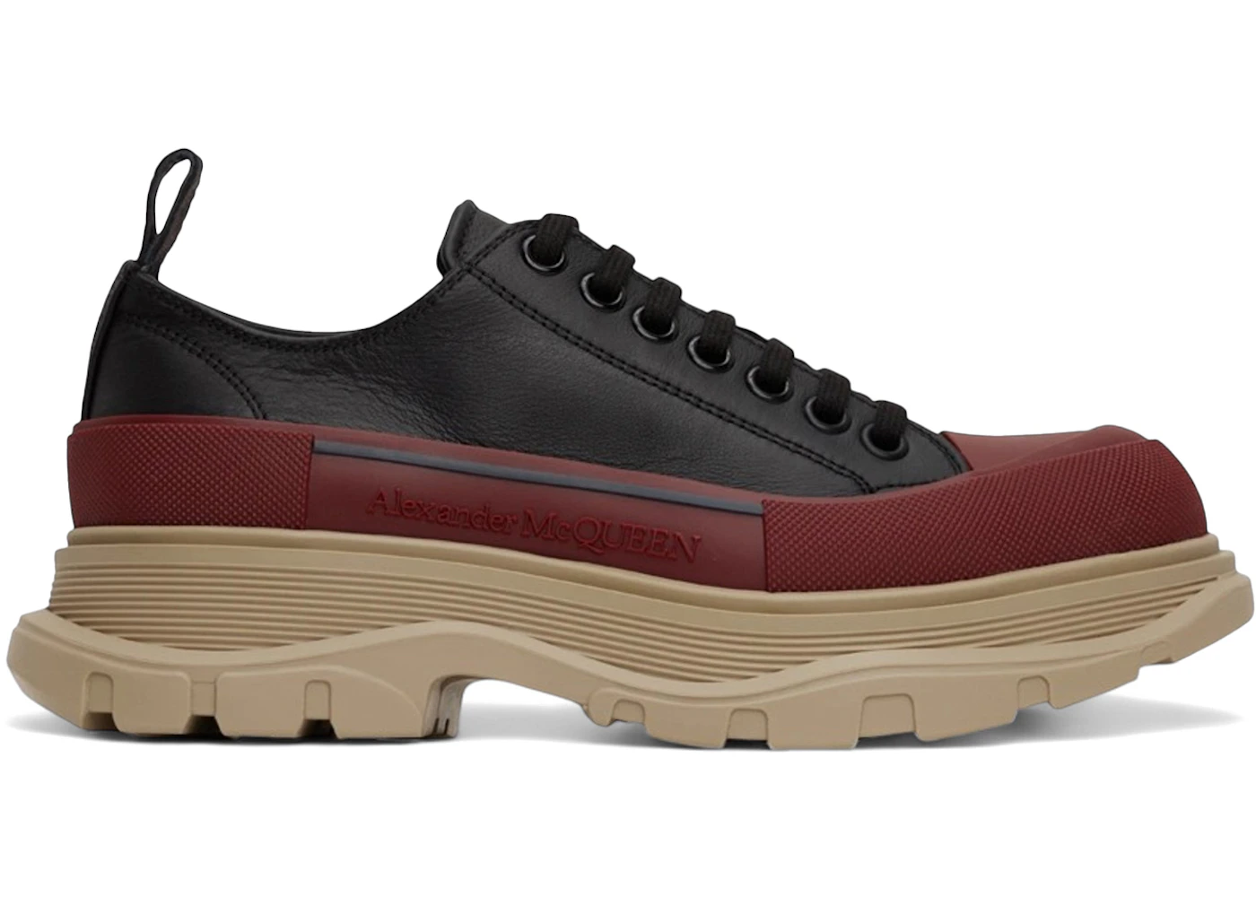 Alexander McQueen Tread Slick Low Lace Up Black Red Beige