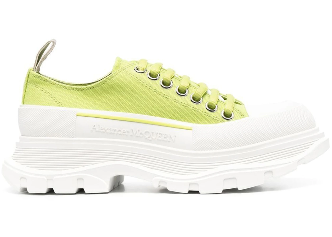 Alexander McQueen Tread Slick Low Lace Up Canvas Lime Green White 