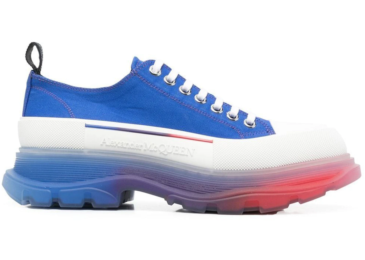 Alexander McQueen Tread Slick Low Lace Up Clear Sole Gradient Electric Blue Off-White Bright Red