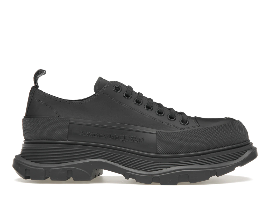 Vue 1 de Alexander McQueen Tread Slick Low Lace Up Leather Grey