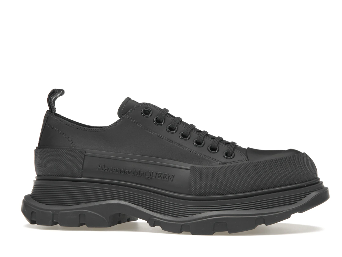 Vue 2 de Alexander McQueen Tread Slick Low Lace Up Leather Grey