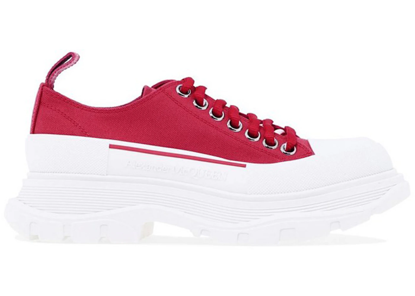 Alexander McQueen Tread Slick Low Lace Up Red White 