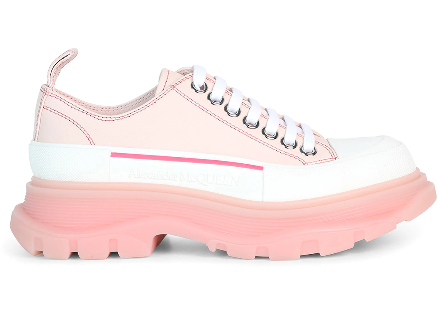 Alexander McQueen Tread Slick Low Lace Up Tea Rose White 