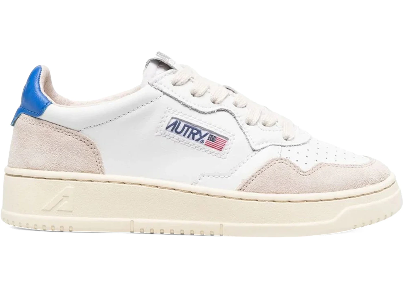 Autry Medalist Leather Low White Beige Blue 