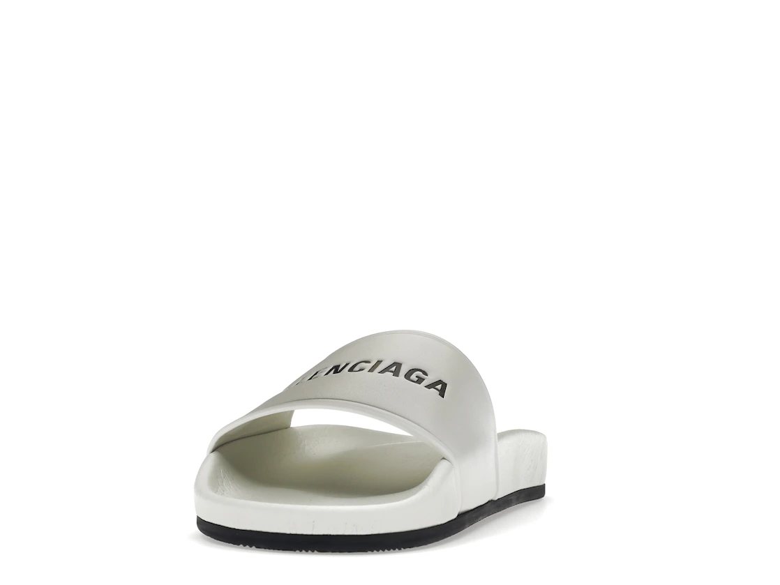 Vue 12 de Balenciaga Pool Slide White Black 