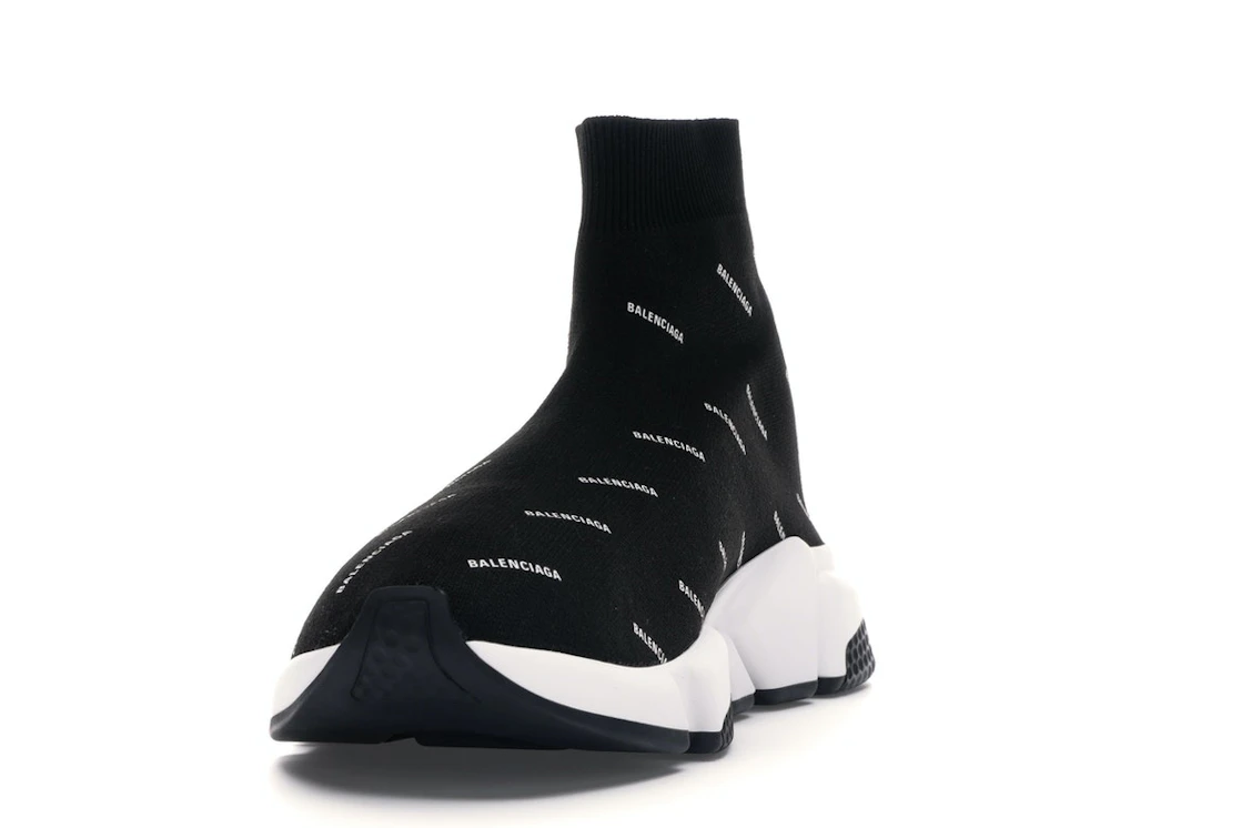 Vue 12 de Balenciaga Speed Trainer Logo Print Black White