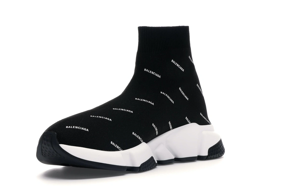 Vue 14 de Balenciaga Speed Trainer Logo Print Black White