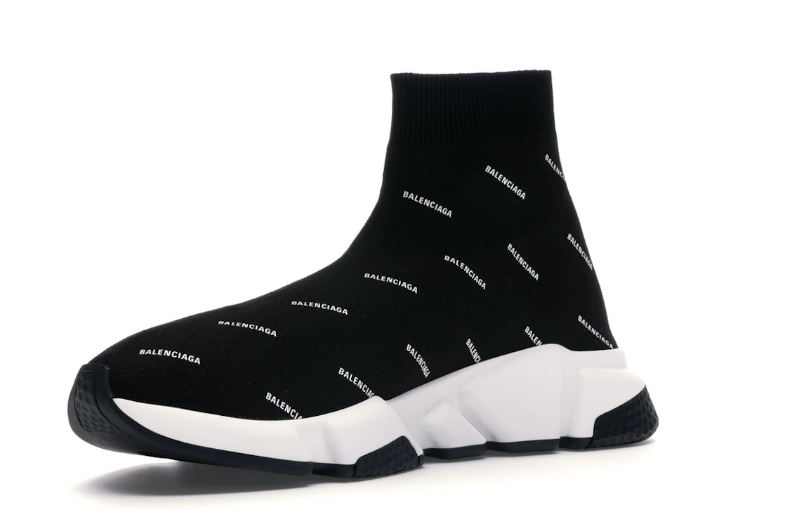 Vue 15 de Balenciaga Speed Trainer Logo Print Black White