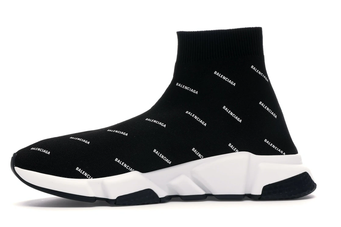 Vue 18 de Balenciaga Speed Trainer Logo Print Black White