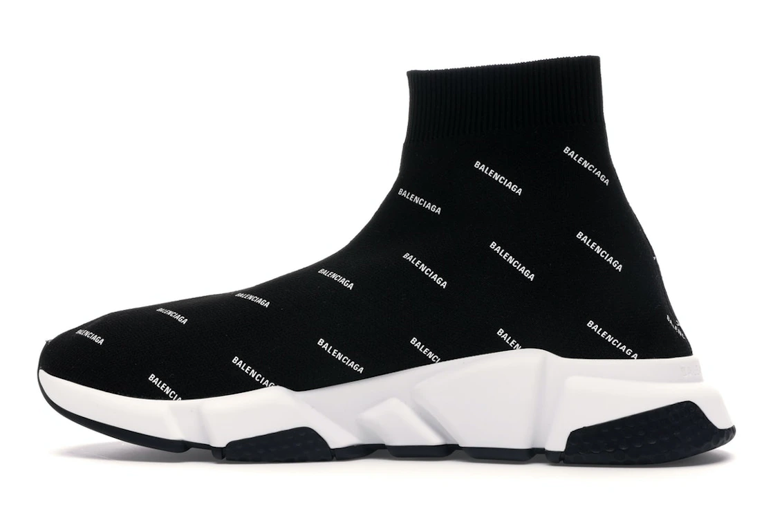 Vue 20 de Balenciaga Speed Trainer Logo Print Black White