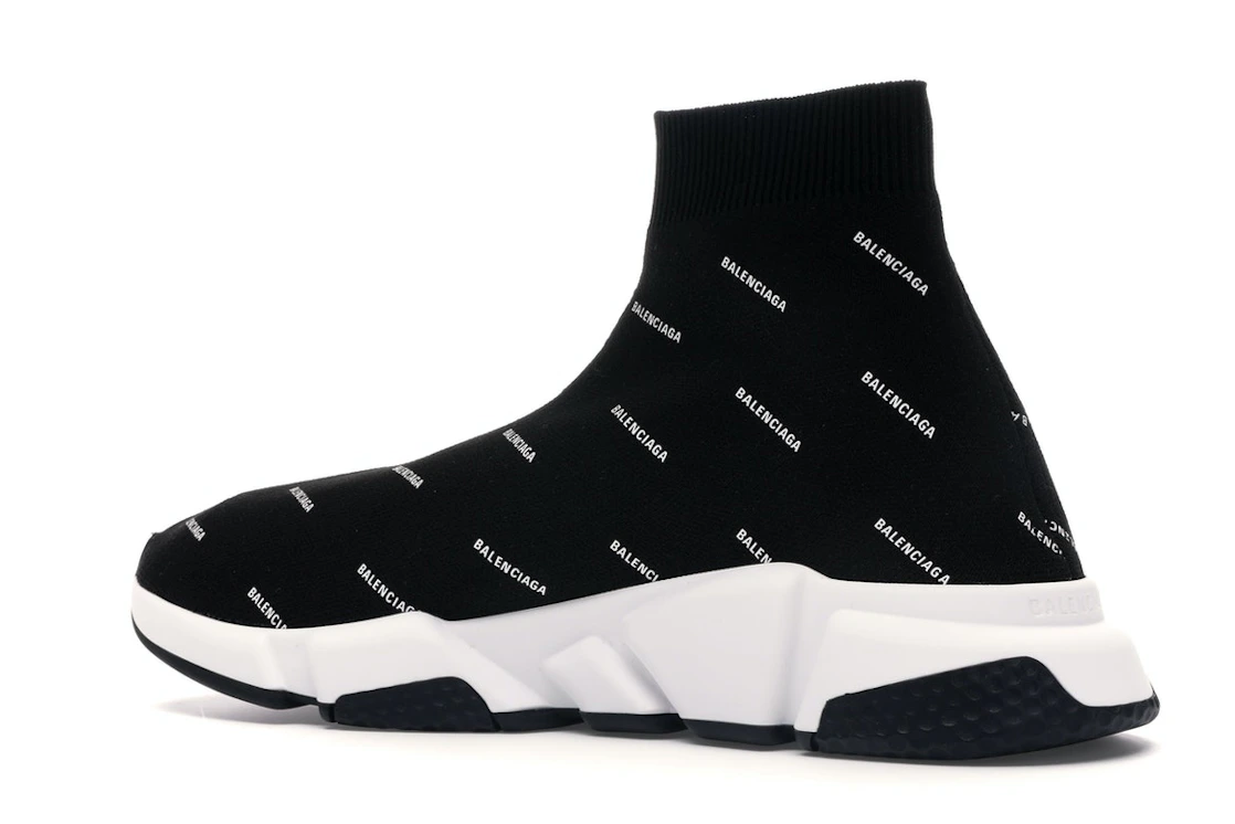 Vue 22 de Balenciaga Speed Trainer Logo Print Black White