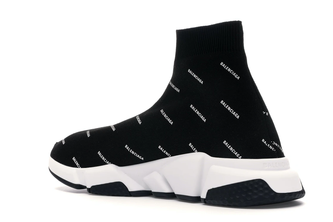 Vue 23 de Balenciaga Speed Trainer Logo Print Black White