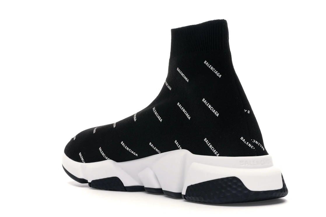 Vue 24 de Balenciaga Speed Trainer Logo Print Black White