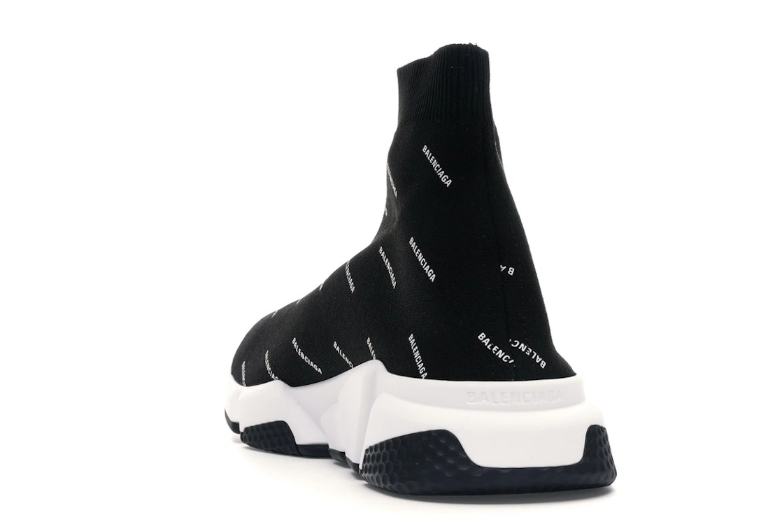 Vue 26 de Balenciaga Speed Trainer Logo Print Black White