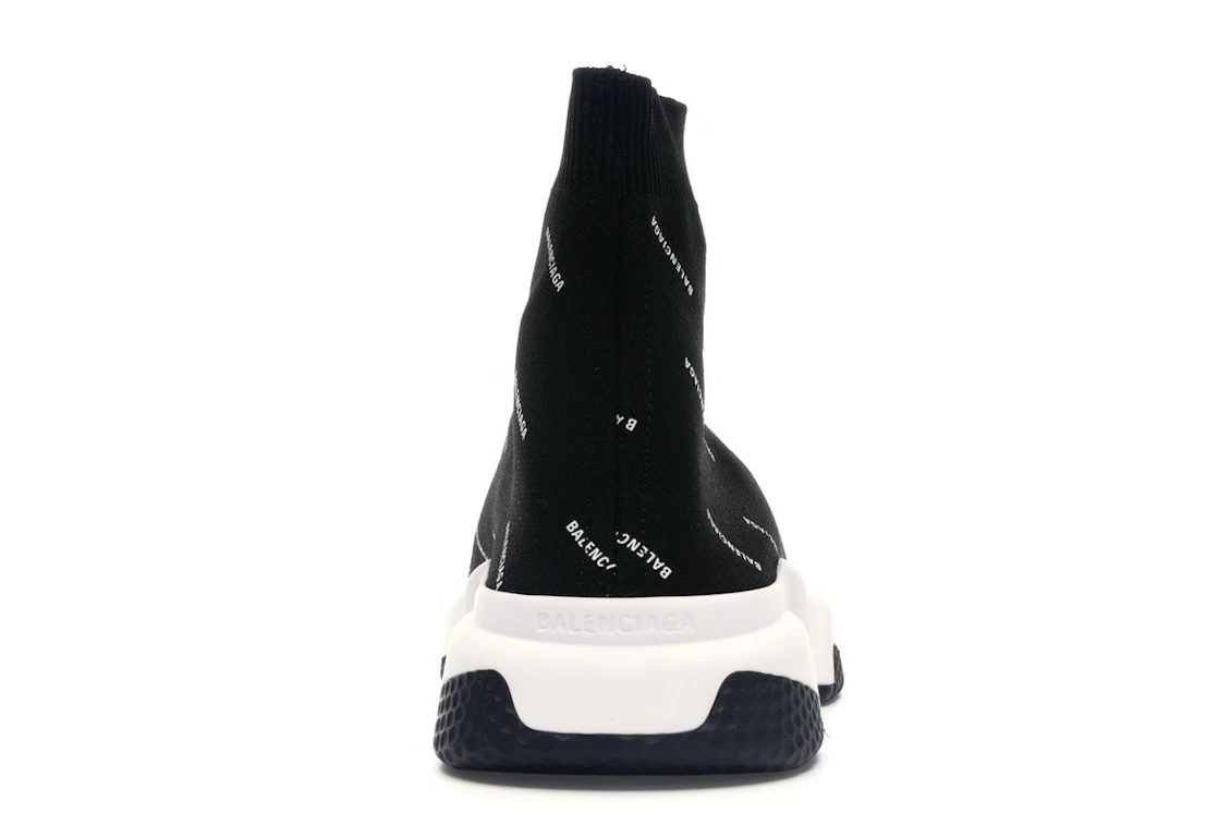 Vue 28 de Balenciaga Speed Trainer Logo Print Black White