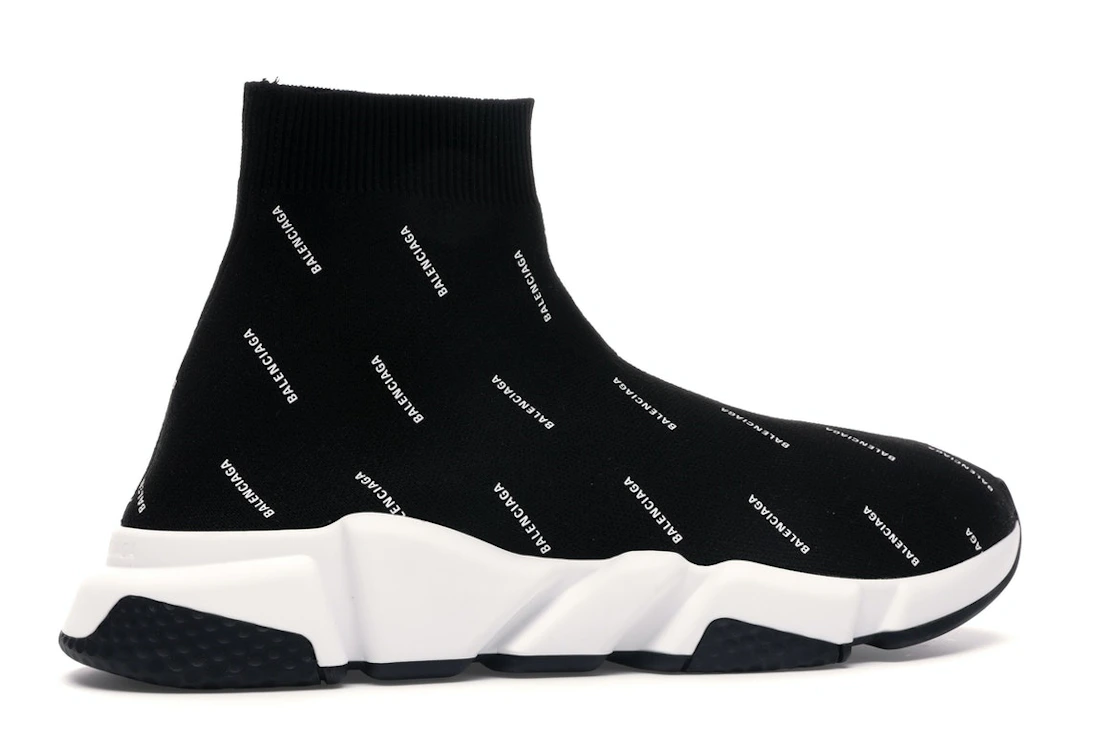Vue 35 de Balenciaga Speed Trainer Logo Print Black White