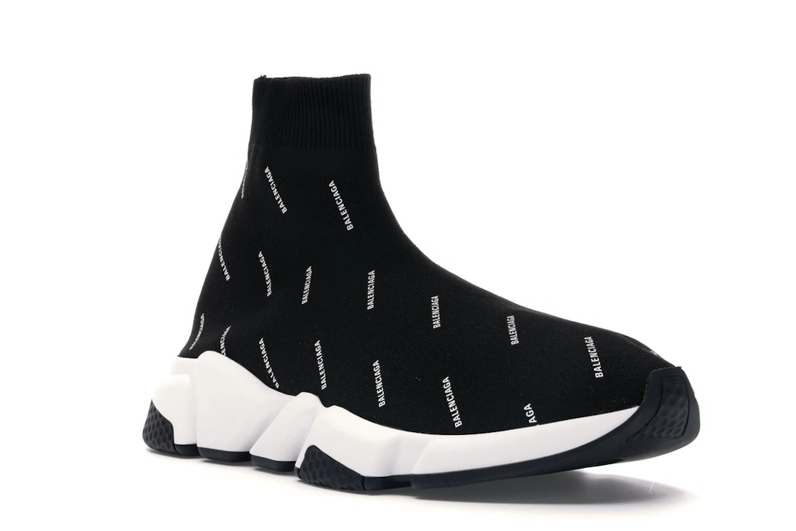 Vue 6 de Balenciaga Speed Trainer Logo Print Black White