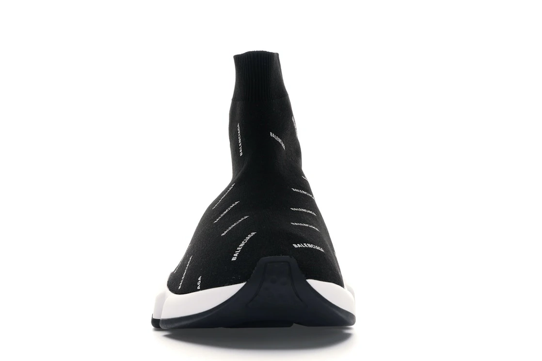 Vue 10 de Balenciaga Speed Trainer Logo Print Black White