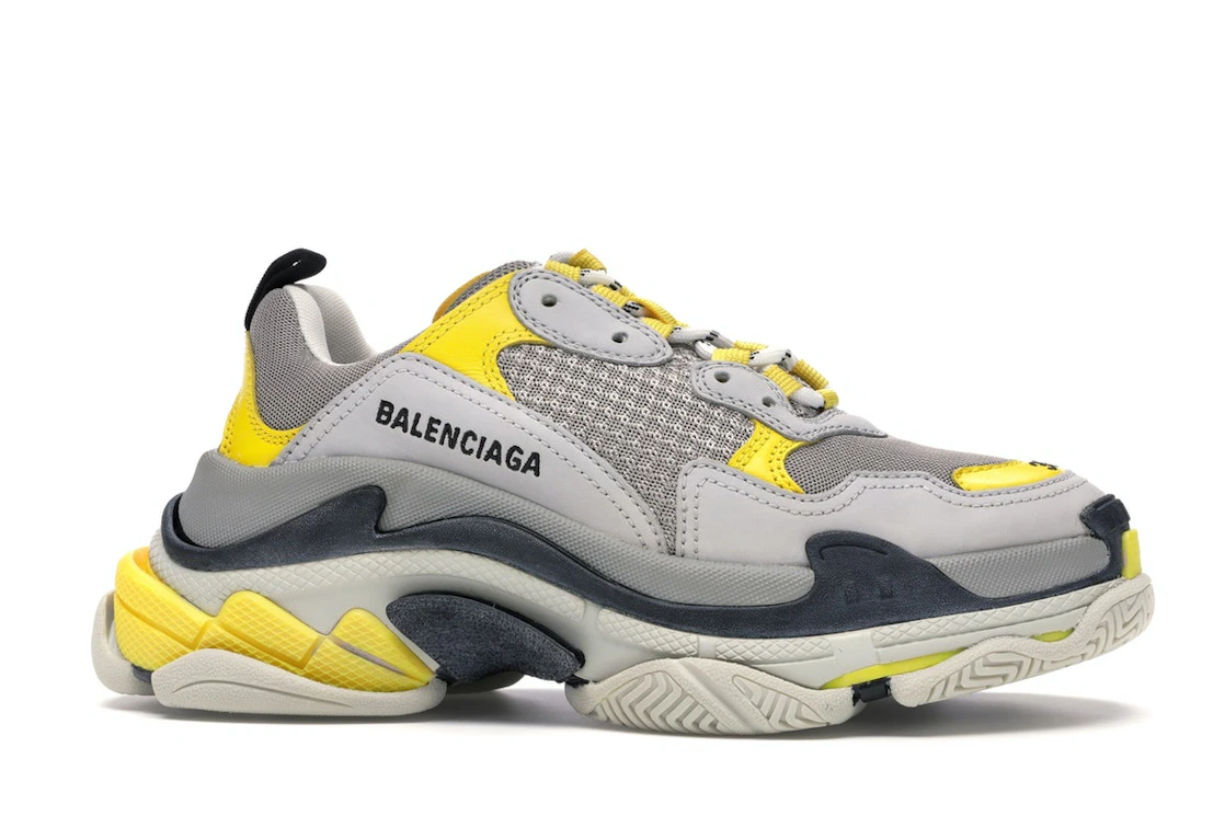 Vue 2 de Balenciaga Triple S Grey Yellow 
