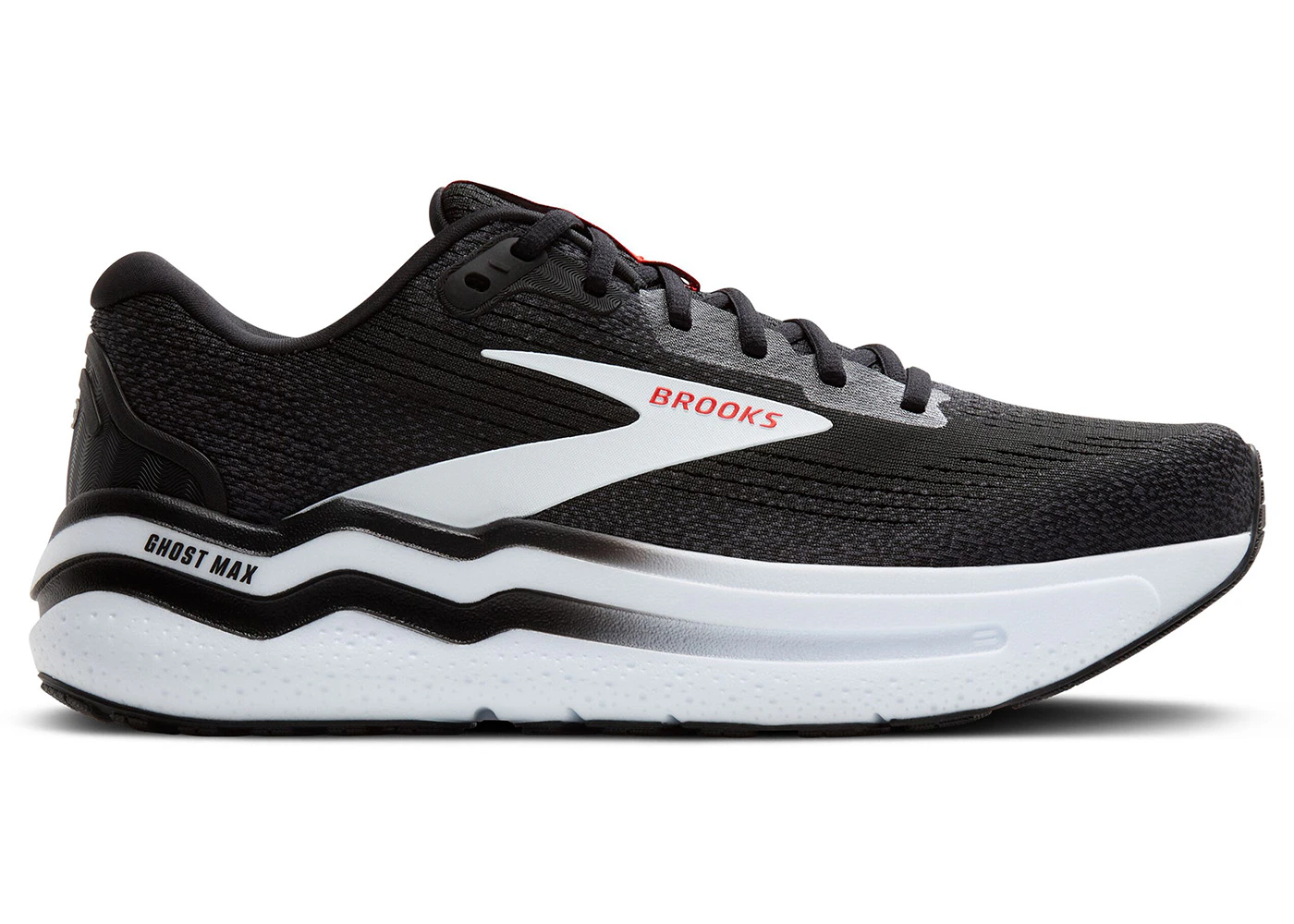 Brooks Ghost Max 2 Black White Fiery Red