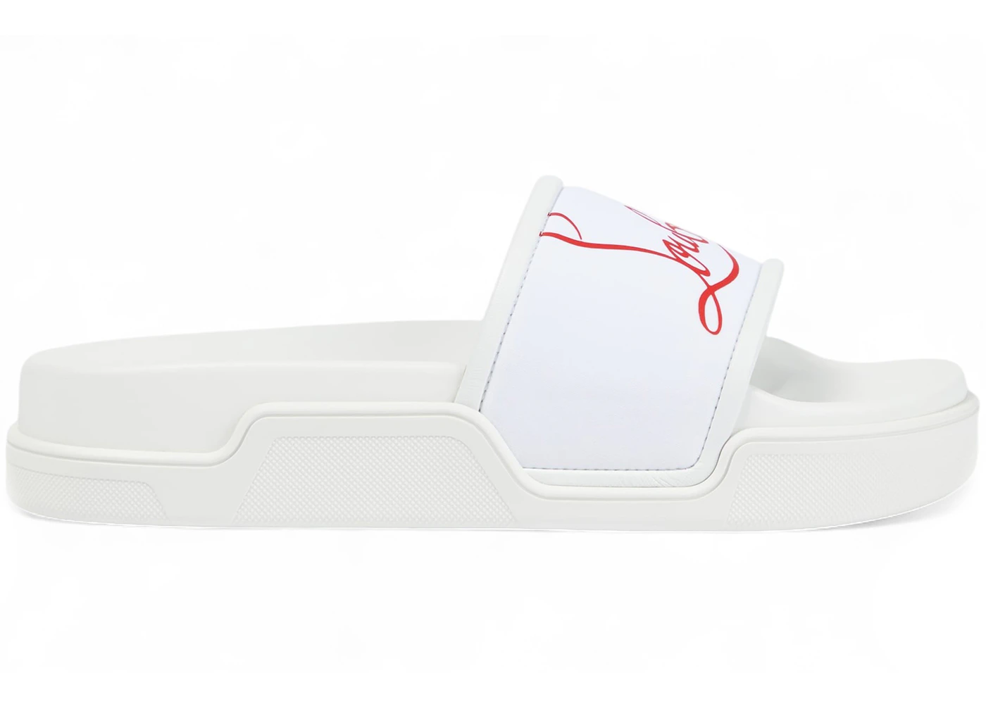 Christian Louboutin Navy Pool Flat Neoprene Nappa Leather White Loubi