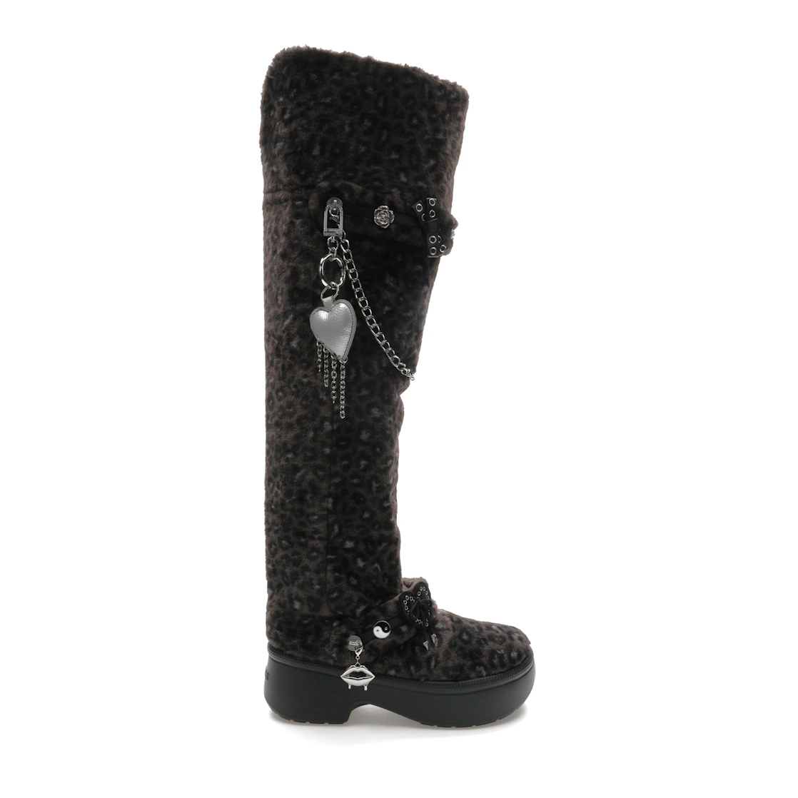 Vue 1 de Crocs Classic Unfurgettable Knee High Boot Black Leopard 