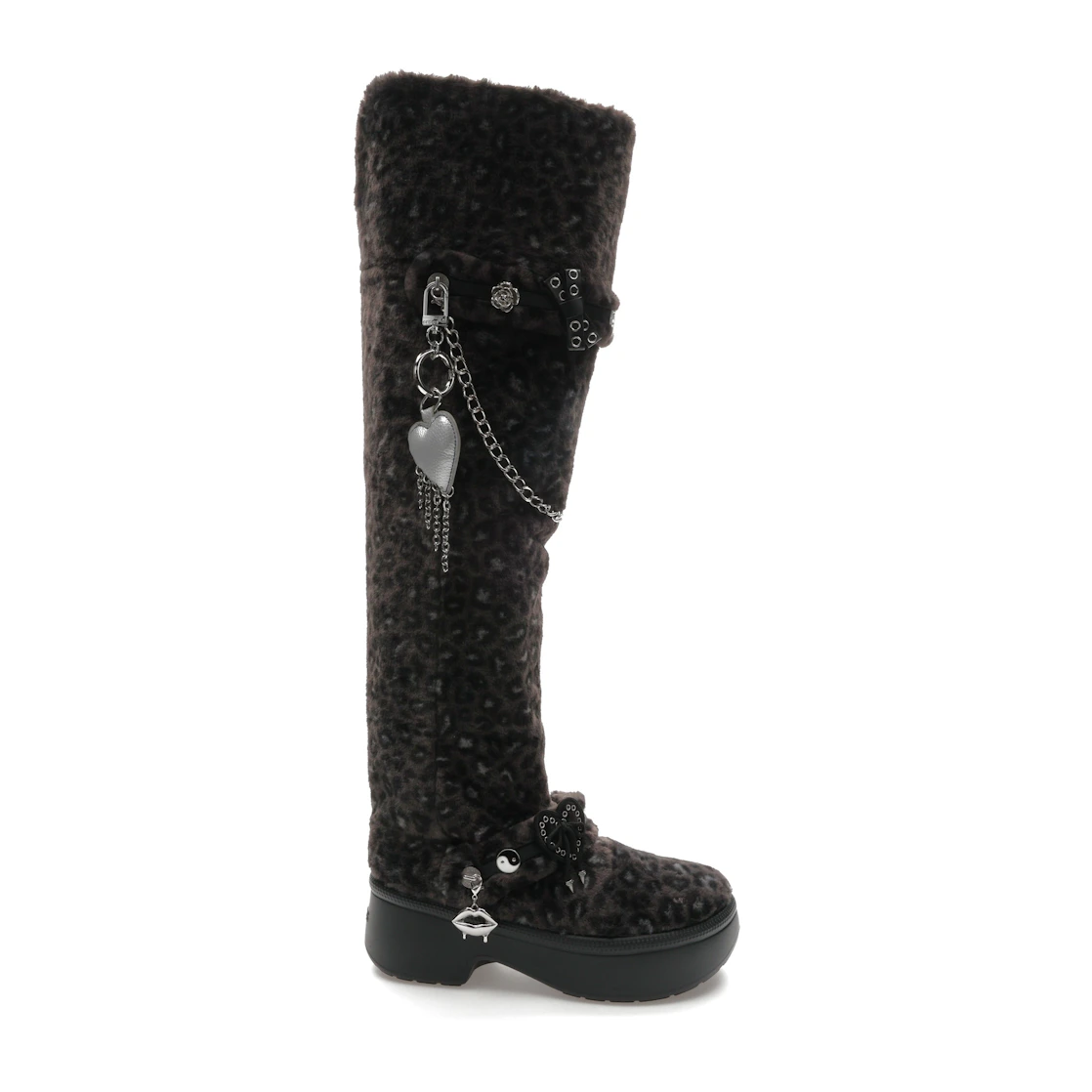 Vue 2 de Crocs Classic Unfurgettable Knee High Boot Black Leopard 