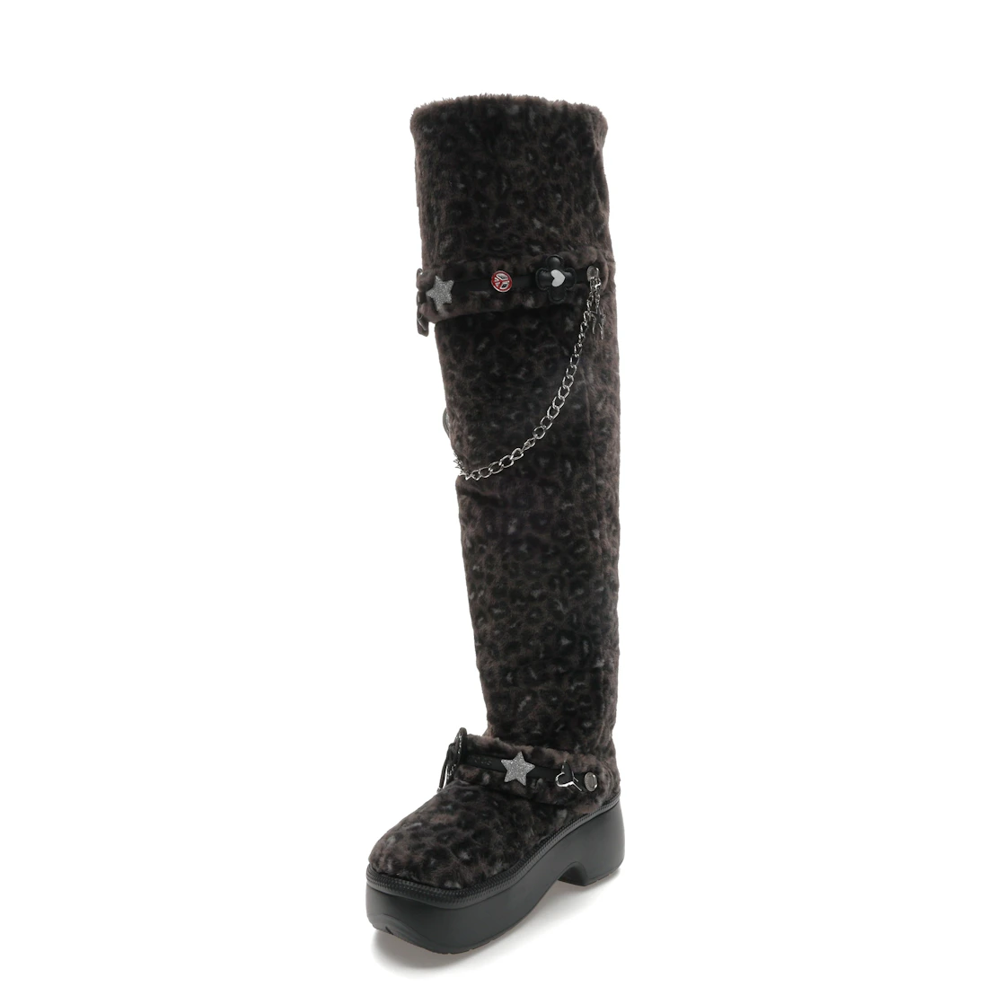 Vue 14 de Crocs Classic Unfurgettable Knee High Boot Black Leopard 