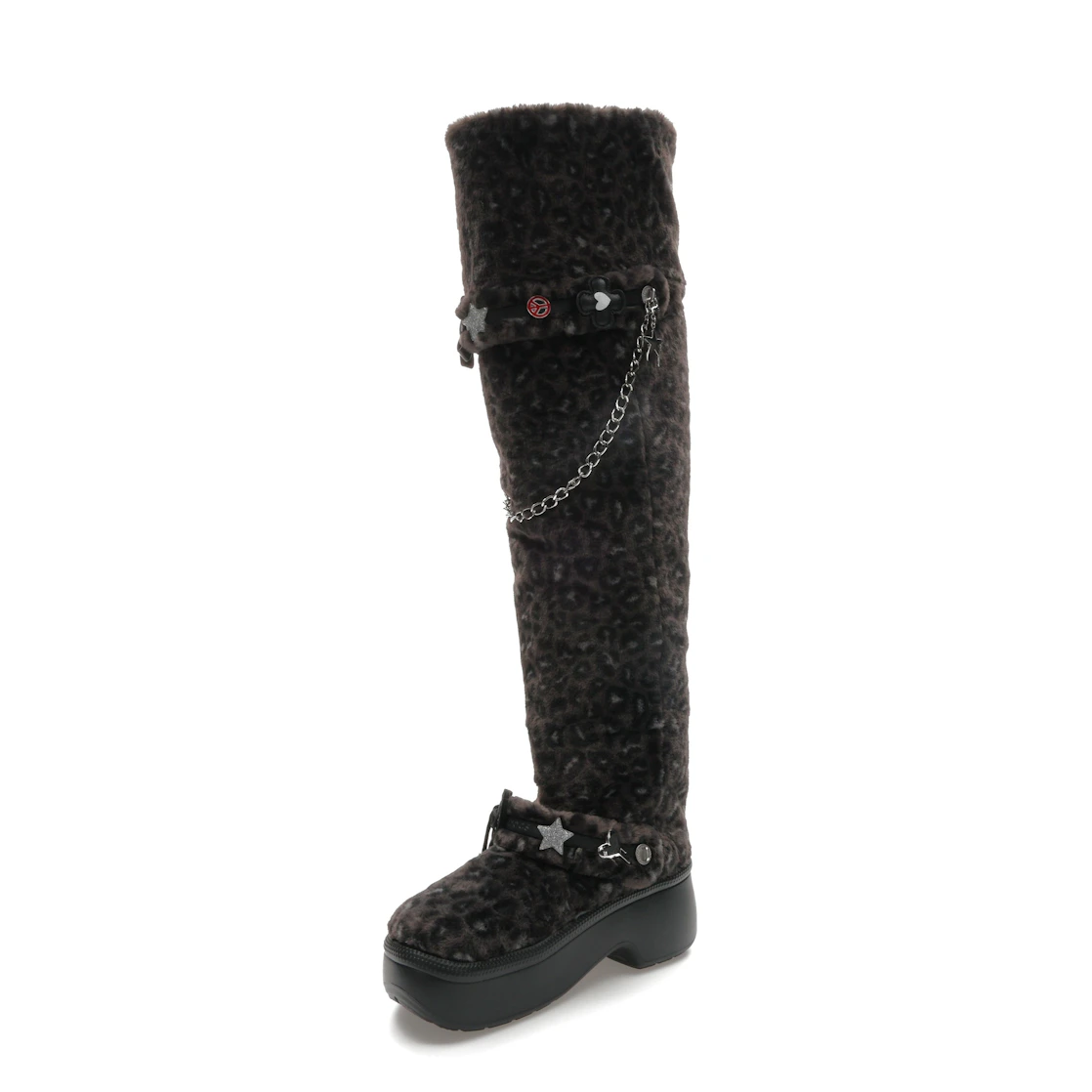 Vue 15 de Crocs Classic Unfurgettable Knee High Boot Black Leopard 