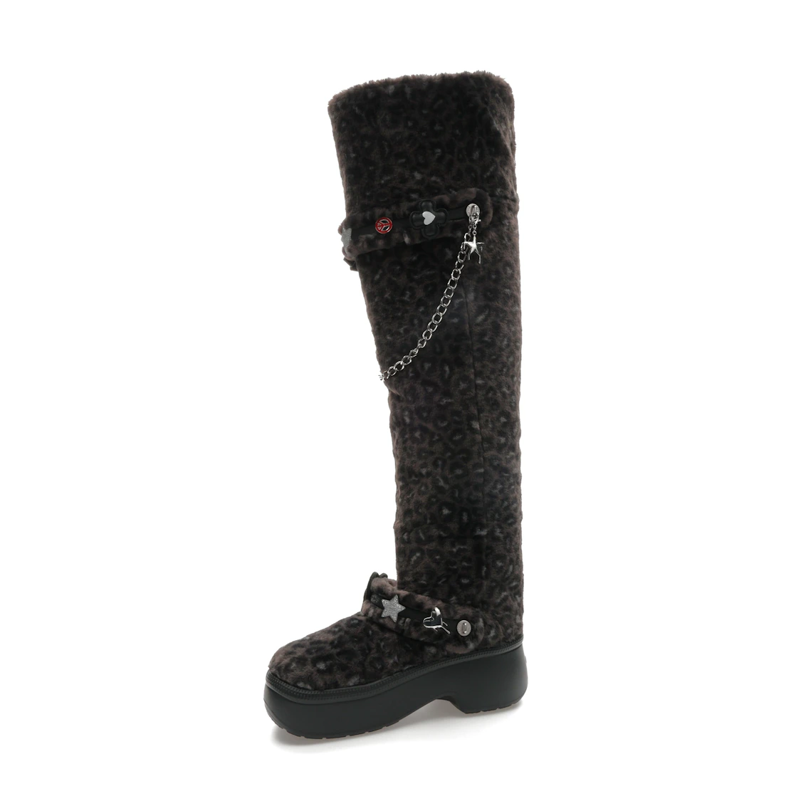 Vue 17 de Crocs Classic Unfurgettable Knee High Boot Black Leopard 