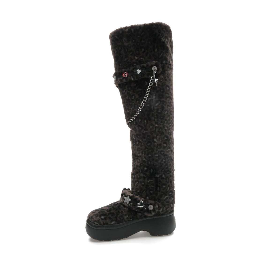 Vue 18 de Crocs Classic Unfurgettable Knee High Boot Black Leopard 