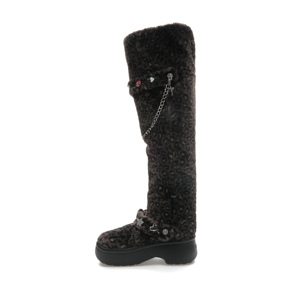 Vue 19 de Crocs Classic Unfurgettable Knee High Boot Black Leopard 