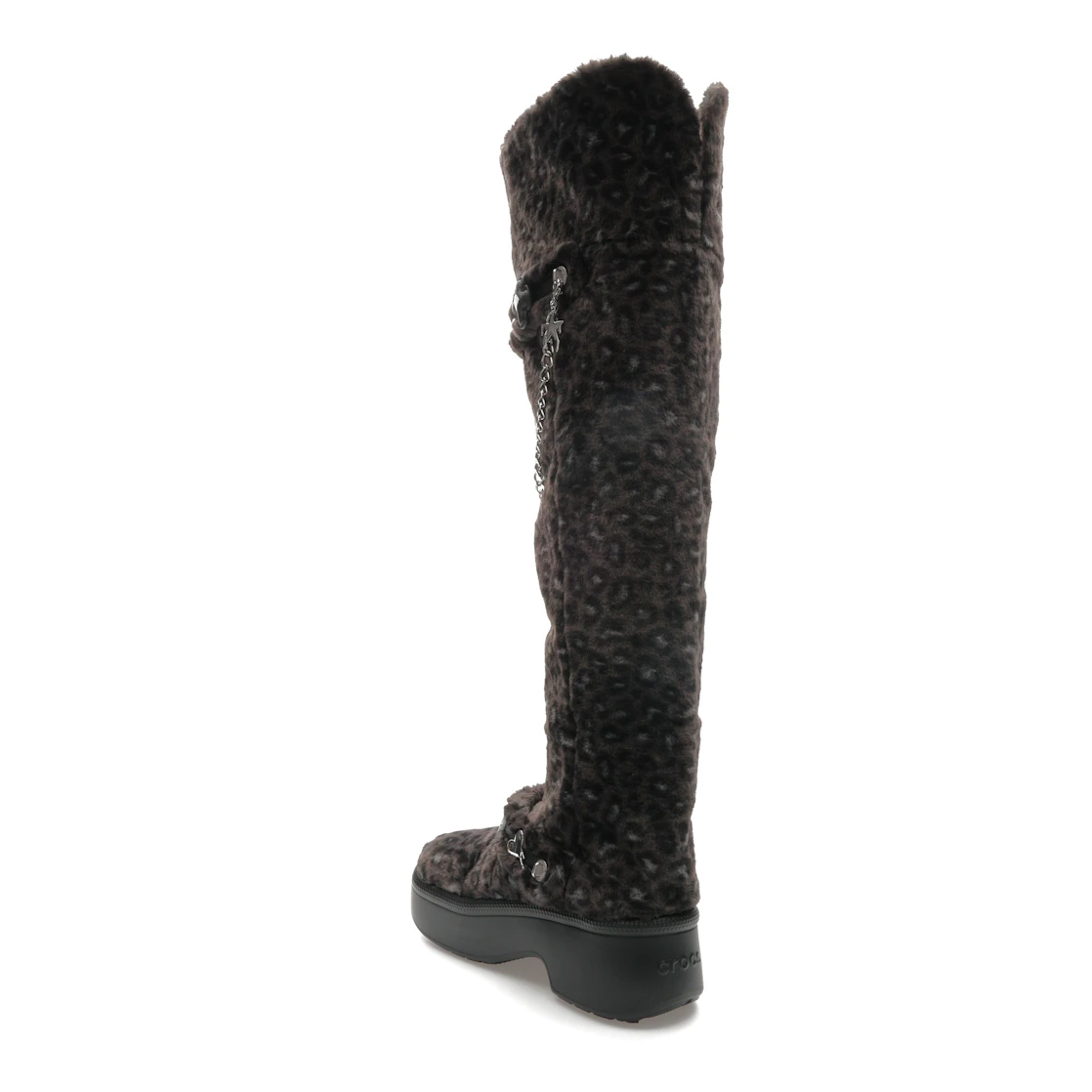 Vue 24 de Crocs Classic Unfurgettable Knee High Boot Black Leopard 