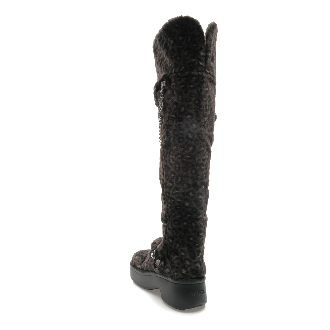 Vue 25 de Crocs Classic Unfurgettable Knee High Boot Black Leopard 